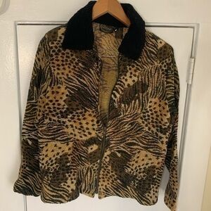 Alex Kim Vintage Art to wear Animal Print Sweater Jacket‎ Small